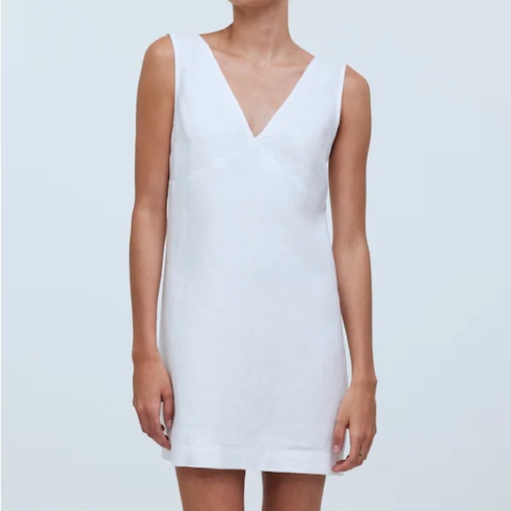 Madewell ariana mini dress in heavyweight white linen